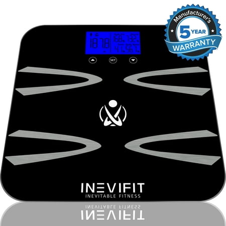 INEVIFIT BODY-ANALYZER SCALE, Highly Accurate Digital Bathroom Body Composition Analyzer, Measures Weight, Body Fat, Water, Muscle, BMI, Visceral Fat & Bone Mass for 10 Users. 5-Year (Best Way To Measure Body Fat Percentage At Home)