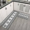 thumbnail image 2 of Black and White Geometric Boho Pattern Kitchen Rugs Sets Of 2,Anti Fatigue Kitchen Mat Rugs Non Slip Washable,Decorative Kitchen Floor Mats for Kitchen,Sink,Laundry,17"x30"+17"x47", 2 of 7