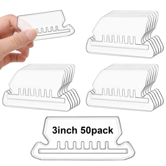 50Pcs Clear Plastic File Folder Tabs, 3 Inch Hanging Folder Labels with Inserts, Reusable File Organizer Tabs for Office & School