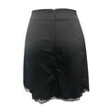 thumbnail image 5 of Women's Satin Lace Trim High Waist Split Hem Bodycon Skirt Black XL, 5 of 5