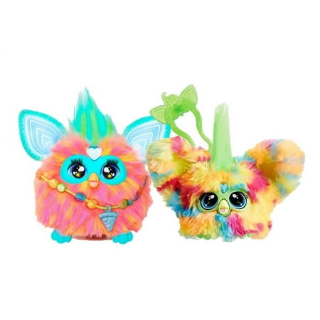 Furby Coral and Pix-Elle Gamer Mini Electronic Plush Toys, Voice Activated, 15 Fashion Accessories, Interactive Toys, Ages 6+