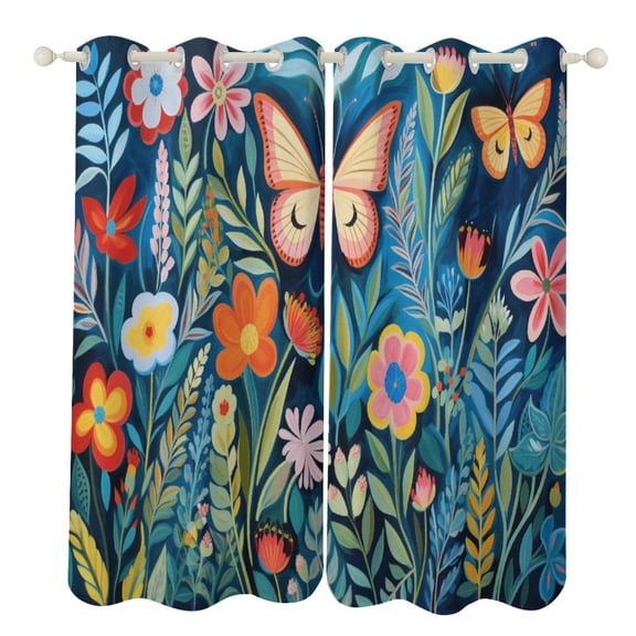 Watercolor Butterfly Blackout Curtains for Bedroom Curtains Insulated Room Darkening Window Drapes for Living Room
