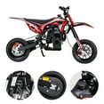 thumbnail image 4 of Jnismy Dirt Bike,40cc 4-Stroke Kids Mini Dirt Bike,Gas Powered Motorcycle Pocket Motorbike with Off-Rode Tire, Shock Absorption, Front Rear Disc Brakes,Up to 22mph Max Load 265lbs,Red, 4 of 12