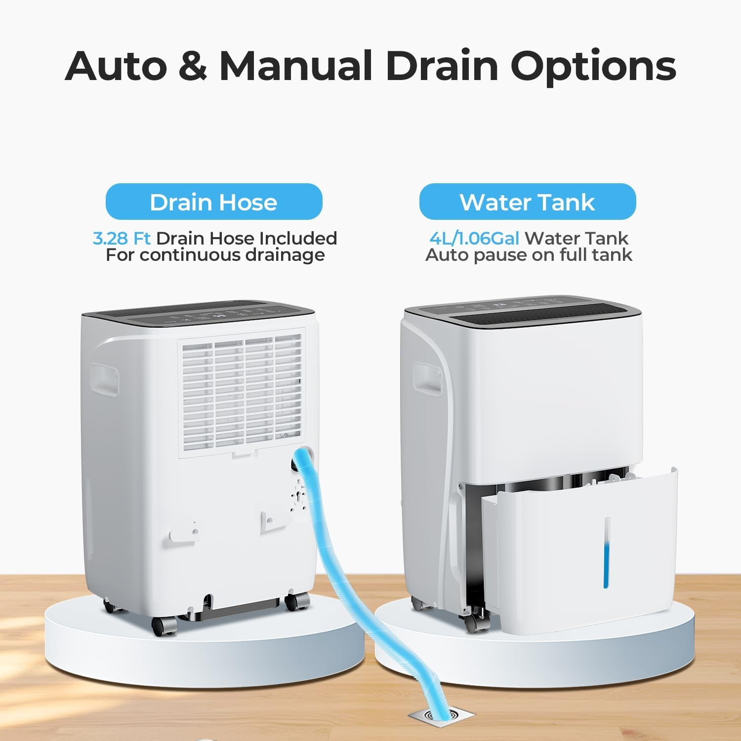 80 Pint Dehumidifier for Basement and Home, Covers up to 3000 Sq. Ft Rooms, High-Efficiency Compressor Dehumidifier with Drain Hose and 1.05 Gallons Water Tank, Auto Shut-Off, 24HR Timer