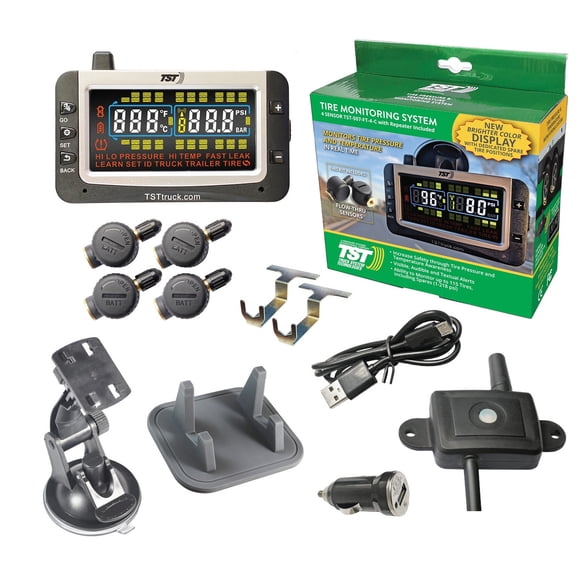 Truck System Technology Tire Pressure Monitoring System - TPMS TST-507-FT-4-C 507 Series; 4 Flow Thru Sensors; 3-1/2 Inch TST Wide Screen Color Display; With Audio And Visual Alerts