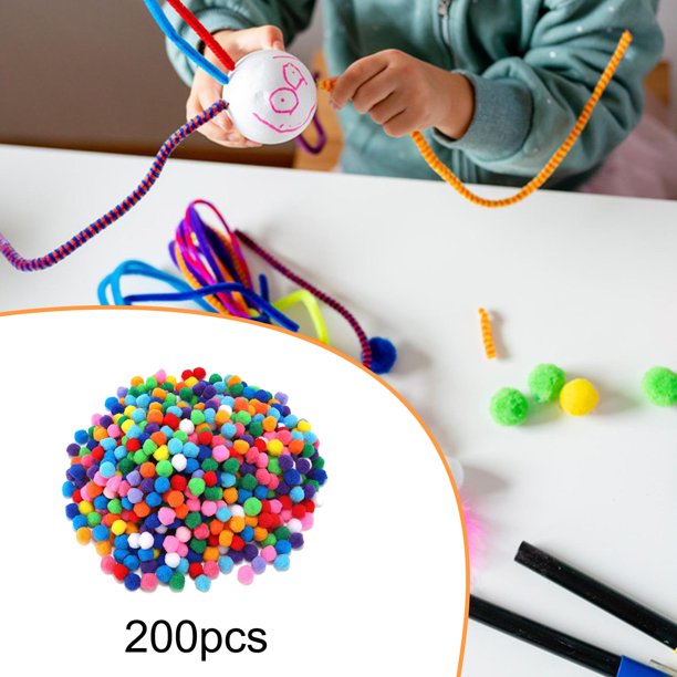 200 pompones, bolas de pompones, material para manualidades, manualidades y decoración del hogar, fiestas, decoración navideña, suministros para Color oscuro 1cm