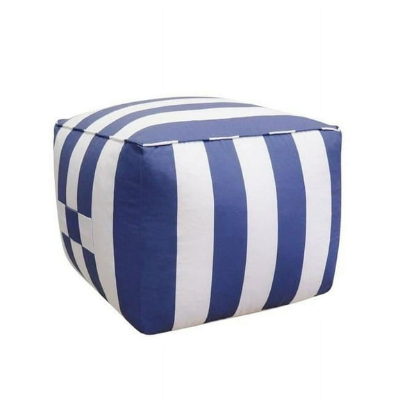 Pasargad Home Galaxy Poly Striped Pouf White Blue