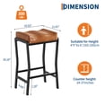 thumbnail image 2 of Set of 4 Modern 26 Inch Counter Height Saddle Bar Chairs – Thick Padded Faux Leather Seat – Sturdy Black Steel Frame with Footrest – Ideal for Kitchen Island or Dining Room, Brown, 2 of 7