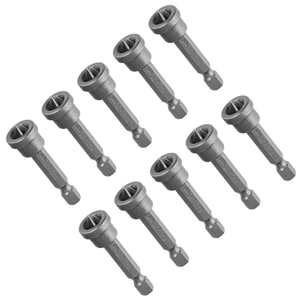 Juego de 10 puntas de destornillador magnético de vástago hexagonal PH2 de 50 mm para la ubicación de placas de yeso