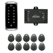 FPC-5679 VIS-3003 Access Control Indoor + Outdoor Rated IP68 Metal Keypad + Reader Standalone With Mini Controller, Wiegand 26, Slim Design No Software EM Cards, 1000 Users, 10 Pack Of Key Tags