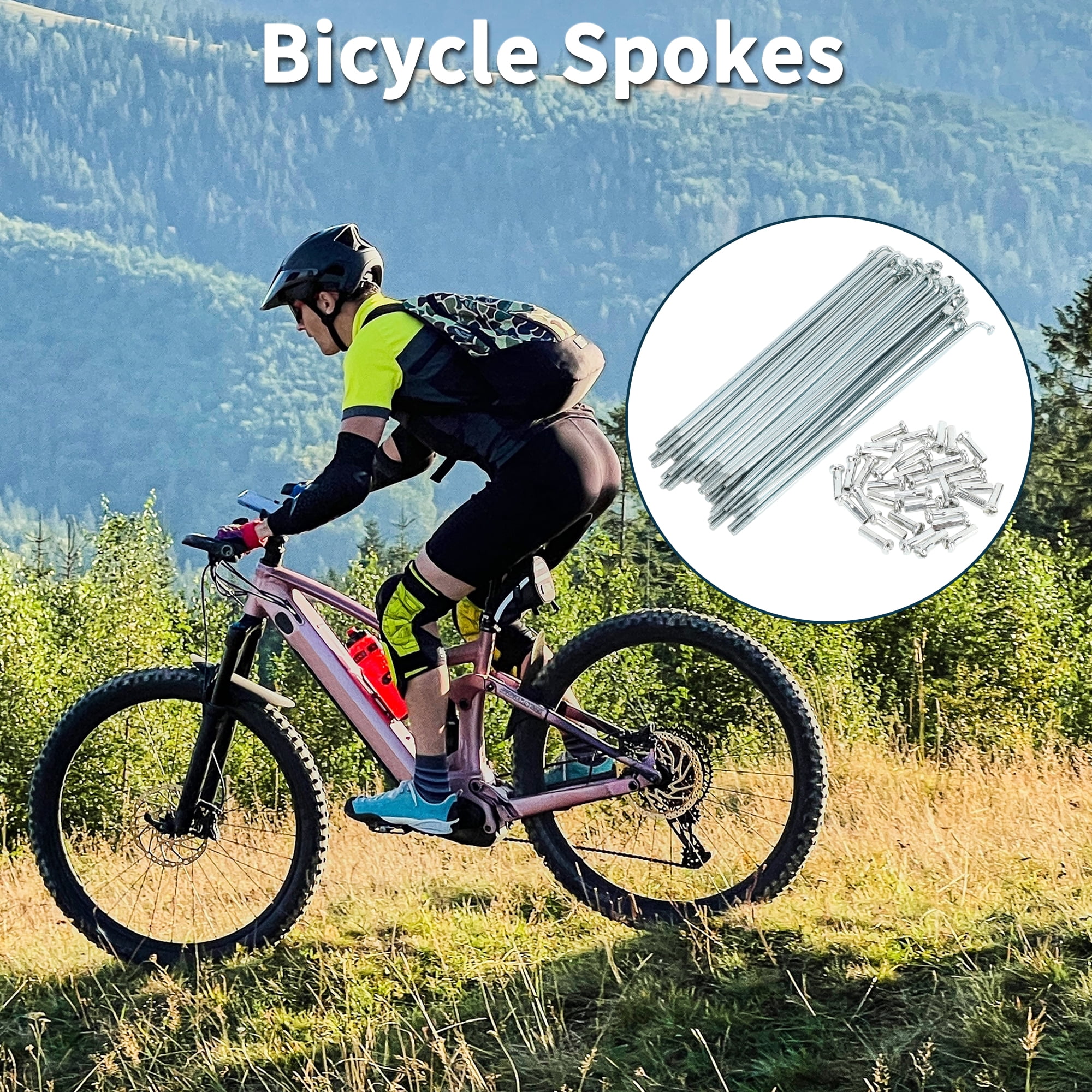 Unique Bargains 36Pcs 14G Carbon Steel Galvanized Bicycle Spokes with Nipples Silver 5.24"