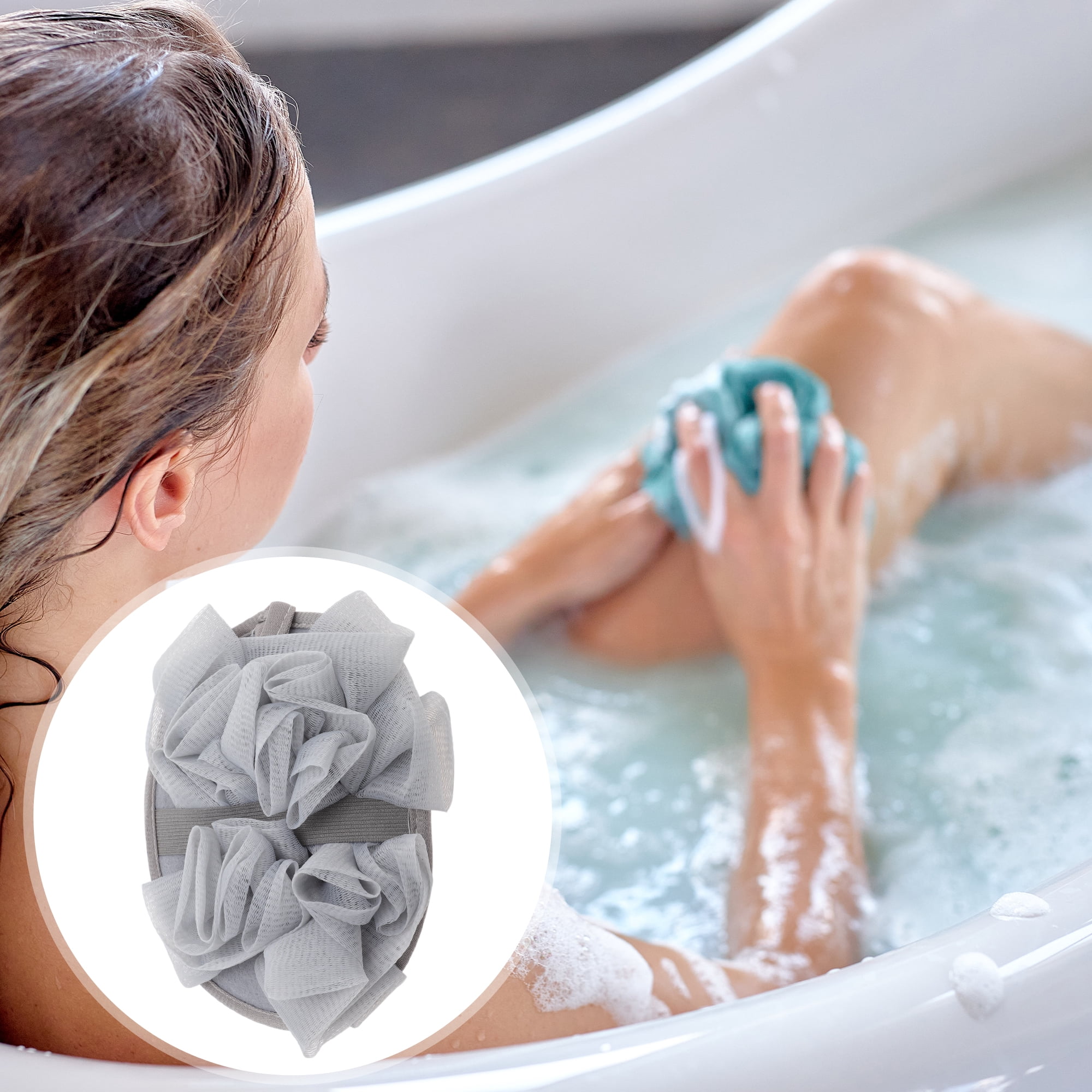 Unique Bargains Cartoon Bath Shower Loofah Sponge Gray 1 Pc