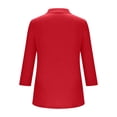 thumbnail image 5 of Lmueinov Womens Tops 3/4 Length Sleeve Shirts with Collar V Neck Business Casual Work Tunic Blouses Basic Tees 2025 Fall Outfits, 5 of 7