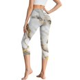 thumbnail image 2 of HELLHERO Marbled Printed Capri Leggings for Women Athletic Yoga Pants Tummy Control Workout Leggings with Pockets, S, 2 of 7