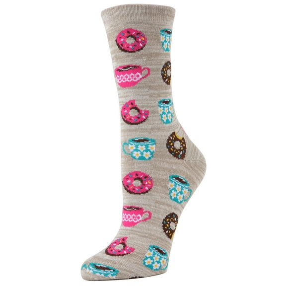 MeMoi Coffee & Donut Breakfast Bamboo Blend Crew Novelty Socks - Womens - Female