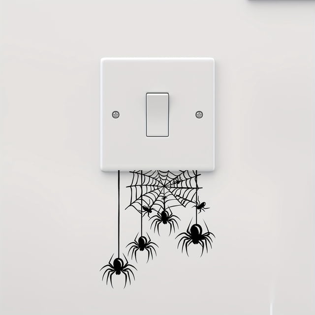 1PC PVC Spider Wall Decal for Light Switch, Removable Halloween Spider Web Sticker, Festive Home Decoration for Living Room, Bedroom, and Party Decor