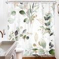 thumbnail image 5 of Sage Green Shower Curtain 72Wx72H, Botanical Eucalyptus Leaf Light Green Gold Bathroom Curtain, Watercolor Plants Earthy Spring Shower Curtain Sets with 12 Pack Hooks Ideal for Bathroom, 5 of 6