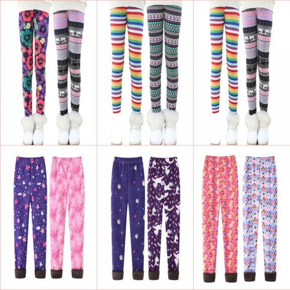 3-11 Years Kids Toddler Girls 2 Pack Leggings Stretch Footless Pants Thick Cotton Basic Legging for Kids Fitting Long Pants