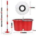 thumbnail image 2 of Spin Mop and Bucket, Microfiber Spin Mop & Bucket for Floor Cleaning, Dust Mop Kit with 3 Mop Heads, Floor Mop with Stainless Steel Wringer Set, Mops and buckets for floors, Red & Gray, 2 of 7
