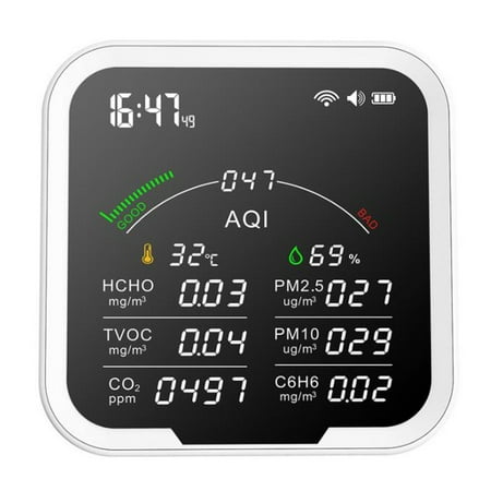 

10 In1 Wifi Indoor Co2 Tester Air Quality Monitor Temperature Sensor Pm2.5 Hcho