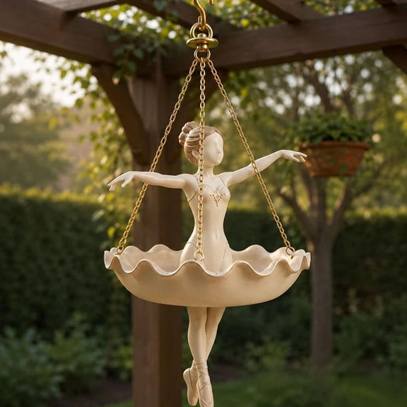 Dancers Hanging Flower Pots, Ballerina Silhouette Resin Planter Secure Hanging Design Eye Catching Present, Whimsical Indoor Outdoor Flowerpot for Plants Succulents Porches Balconies