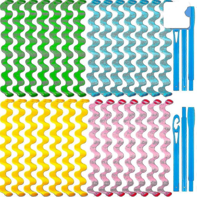 28 Pieces Hair Curlers Spiral Curls No Heat Wave Hair Curlers Styling Kit Spiral Hair Curlers With 2 Pieces Styling Hooks Compatible With Most