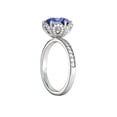 thumbnail image 2 of Lab Created Blue Sapphire 2.00 ctw Engagement Ring with Diamonds 14K White Gold Flower Vintage Halo, 2 of 4