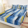 thumbnail image 5 of Manfei Watercolor Ombre Bed Sheets, Abstract Artwork Fuul Size Sheets, Blue Yellow, Navy Reversible 4pcs1 Flat Sheet + 1 Fitted Sheet + 2 Pillowcases, 5 of 6
