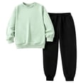 thumbnail image 4 of XAOFW Toddler Girl Outfits Long Sleeve Solid Color Sweatshirt Jogger Pants Little Girls Fall Winter Cozy Clothes Sets 2-3 Years, 4 of 4