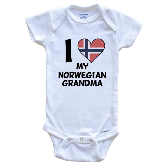 I Heart My Norwegian Grandma Norway Flag Baby Bodysuit, 0-3 Months White