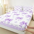 thumbnail image 3 of Castle Fairy Cartoon Plaid Bow Knot 3Pcs Twin Sheet Sets for Teens Girls,Stars Print Twin Fitted Sheet,Dreamy Princess Breathable Flat Sheet,Breathable Home Decor, 3 of 7