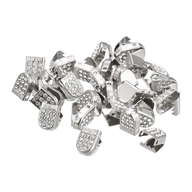 Cordón Extremo Clips 10x7mm Inoxidable Acero Sin Atar Zapato Cordones Puntas Cabeza Ostentación Tipo Tono Plateado 100uds