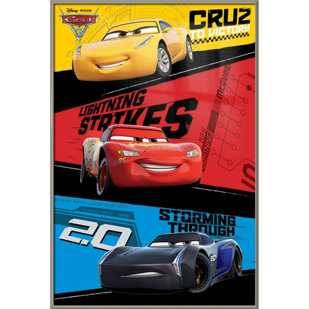 Cars 3 - Framed Pixar   Disney Movie Poster   Print (trio - Lightning 