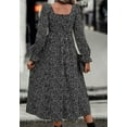 thumbnail image 5 of Square Neck Spotted Print Midi Dress for Women Mid-Calf Length, 5 of 5