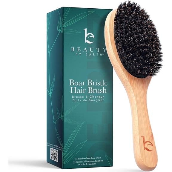 Boar Bristle Hair Brush - Natural Boars Bristle Hairbrush for Women, Men & Kids, Soft Bristles for Thin and Fine Hair, Anti-Frizz & Tangle-Free Smoothing Brush, Gentle on Scalp