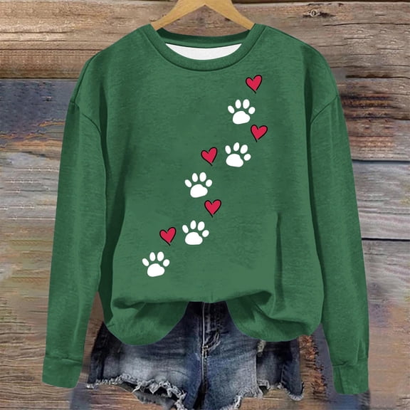 PNTUTB Womens Casual Hoodless Pullover Sweatshirt Crewneck Long Sleeve Printed Fashion Loose Comfort Tops