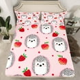 thumbnail image 2 of Castle Fairy Cute Hedgehog Girl 3pcs Twin Sheet Sets,Red Strawberry Twin Fitted Sheet,Polka Dots Breathable Flat Sheet,Ultra Soft Home Decor, 2 of 7
