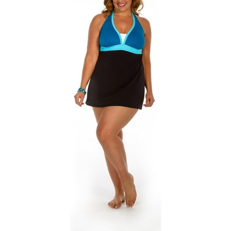 Catalina Women's Plus-Size Sporty Colorblock One-Piece Swimdress