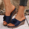 thumbnail image 3 of Iyufng Wedge Sandals for Women Floral Embellishments Slippers Summer Casual Outdoor Beach Shoes, 3 of 7