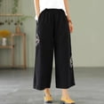 thumbnail image 2 of Sentmoon Linen Pants for Women Plus Size High Elastic Waist Wide Leg Sweatpants Loose Solid Color Breathable Pants Women Summer Active for Sports Practice XXXXL, 2 of 7