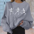 thumbnail image 4 of Women Crewneck Pullover Sweatshirt Solid Sweater Lightweight Hedging Printed Loose Round Neck Ladies para Winter Autumn - Gris M Macarena Sudadera de Crewneck, 4 of 8