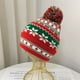 thumbnail image 4 of Gorro navideño con copos de nieve, 2 piezas, gorro tejido de Papá Noel, gorro rojo, gorro de lana para padres e hijos, 4 of 5