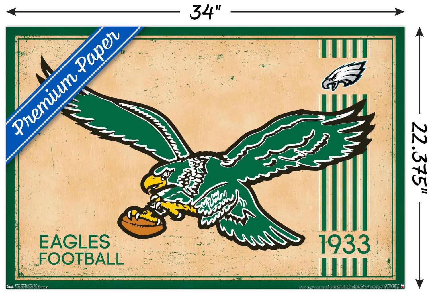 NFL Philadelphia Eagles - Retro Logo 14 Wall Poster, 22.375" x 34" Framed