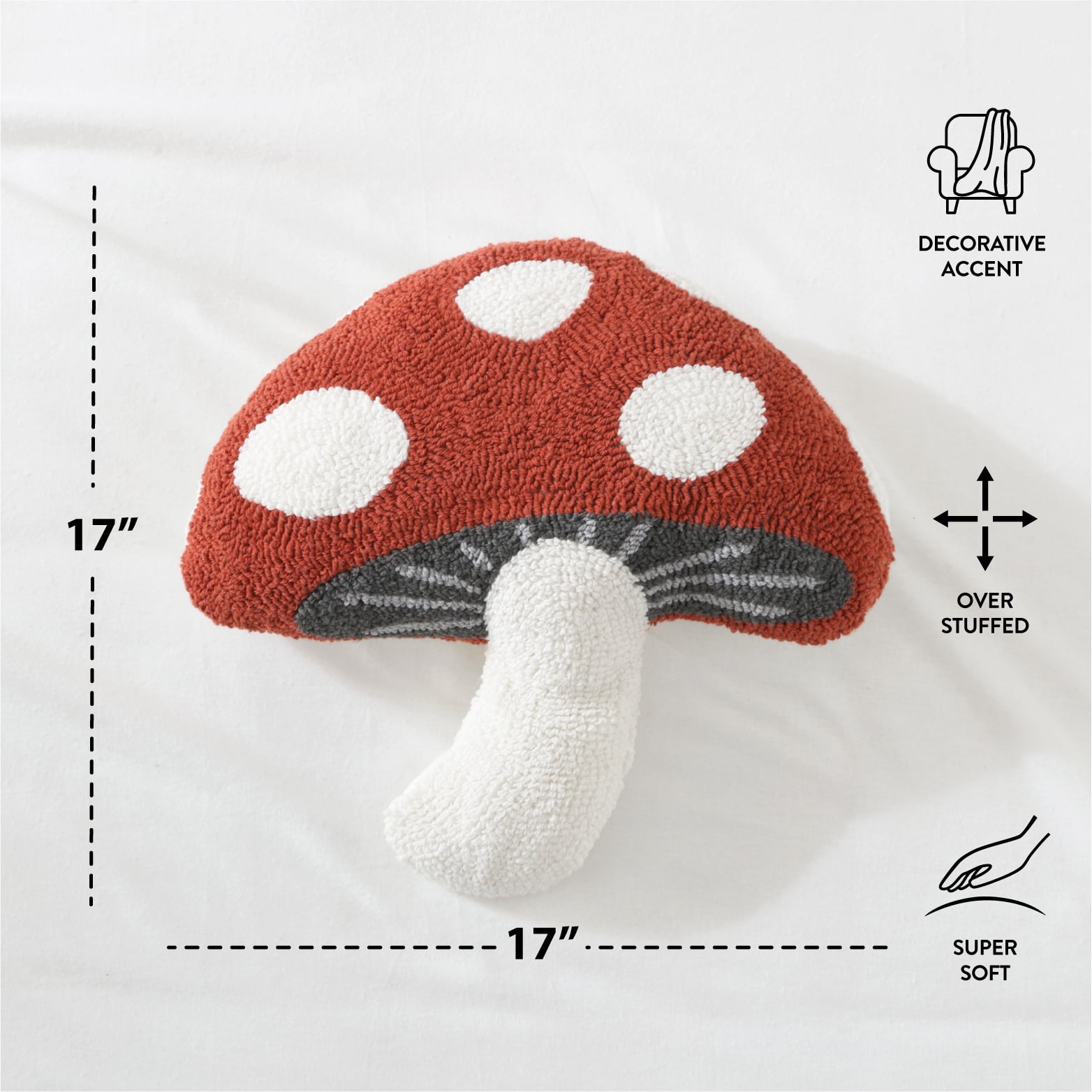 Mainstays 17"x 17" Mushroom Shaped Pillow, Red Canyon