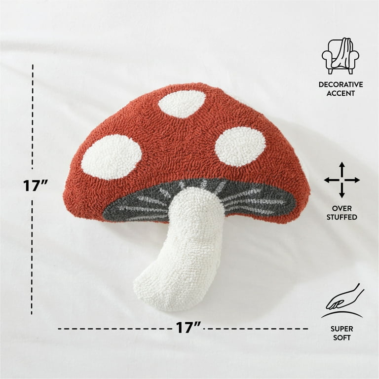 Mainstays 17" x 17" Mushroom Decorative Pillow, Canyon Red