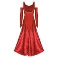 thumbnail image 4 of RUNQHUI Robe de Danse de Salon pour Femmes avec Strass, Pratique Professionnelle Moderne de Valse Tango, Rouge S, 4 of 7