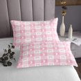 thumbnail image 3 of Cute Rabbit King Coverlet Set Spring Easter Animal Princess Bowknot Quilted 3 Pcs with 2 Pillow Shams Pink Geometric Plaids Kawaii Bow Patchwork Bedding Quilt for Decor,Microfiber Breathable, 3 of 5