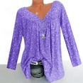 thumbnail image 2 of Loopsun Womens Top, Shirts for Women, Women Plus Size Long Sleeved V-Neck Print Blouse Pullover Tops Shirt Light Purple, 2 of 5