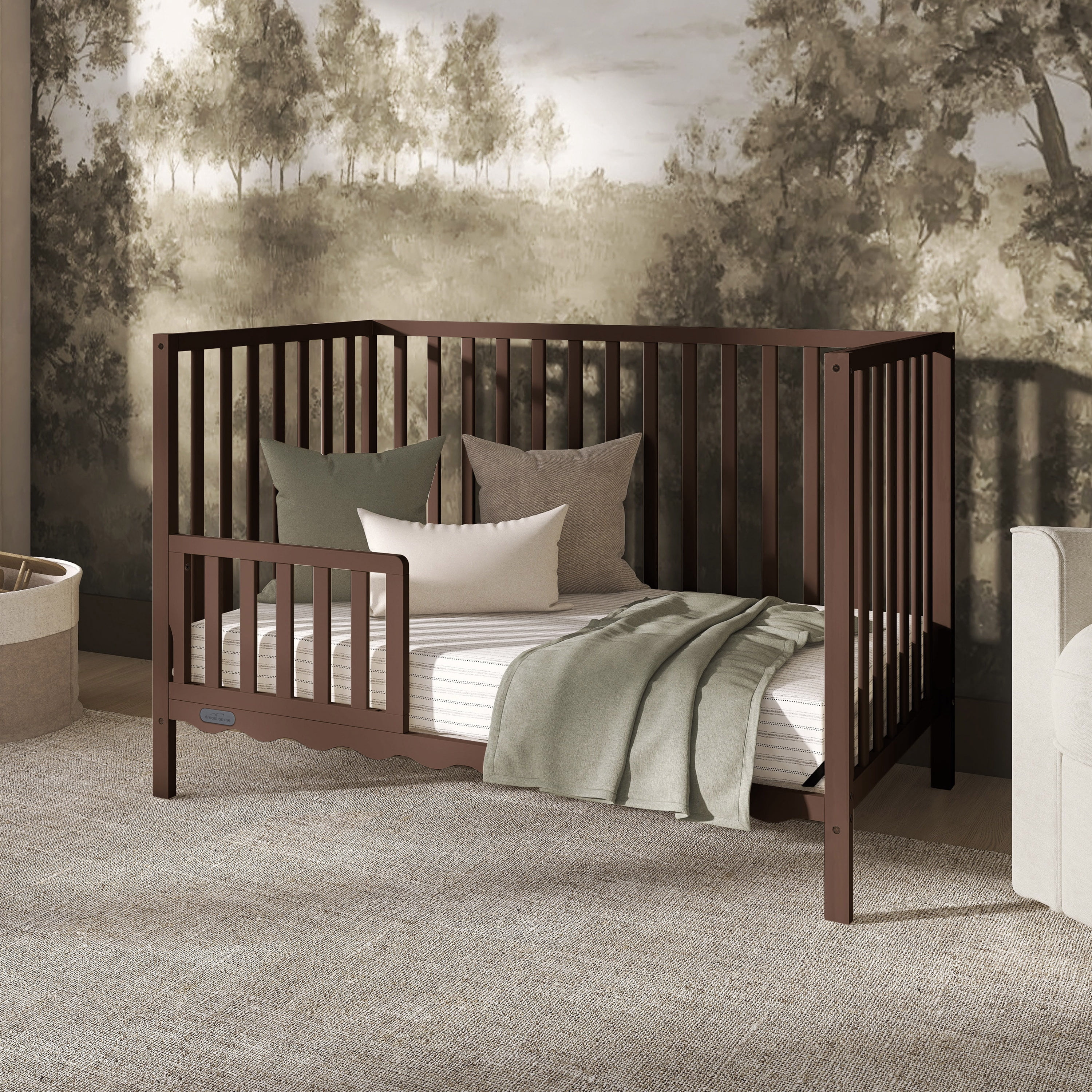 Dream On Me Synergy Wave 5-in-1 Convertible Crib, Walnut