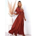 thumbnail image 5 of Women'S Casual Summer Beach Dress Ruffle Maxi Dress Button Down Boho Dress Long Tunic Orange Red One size, 5 of 8